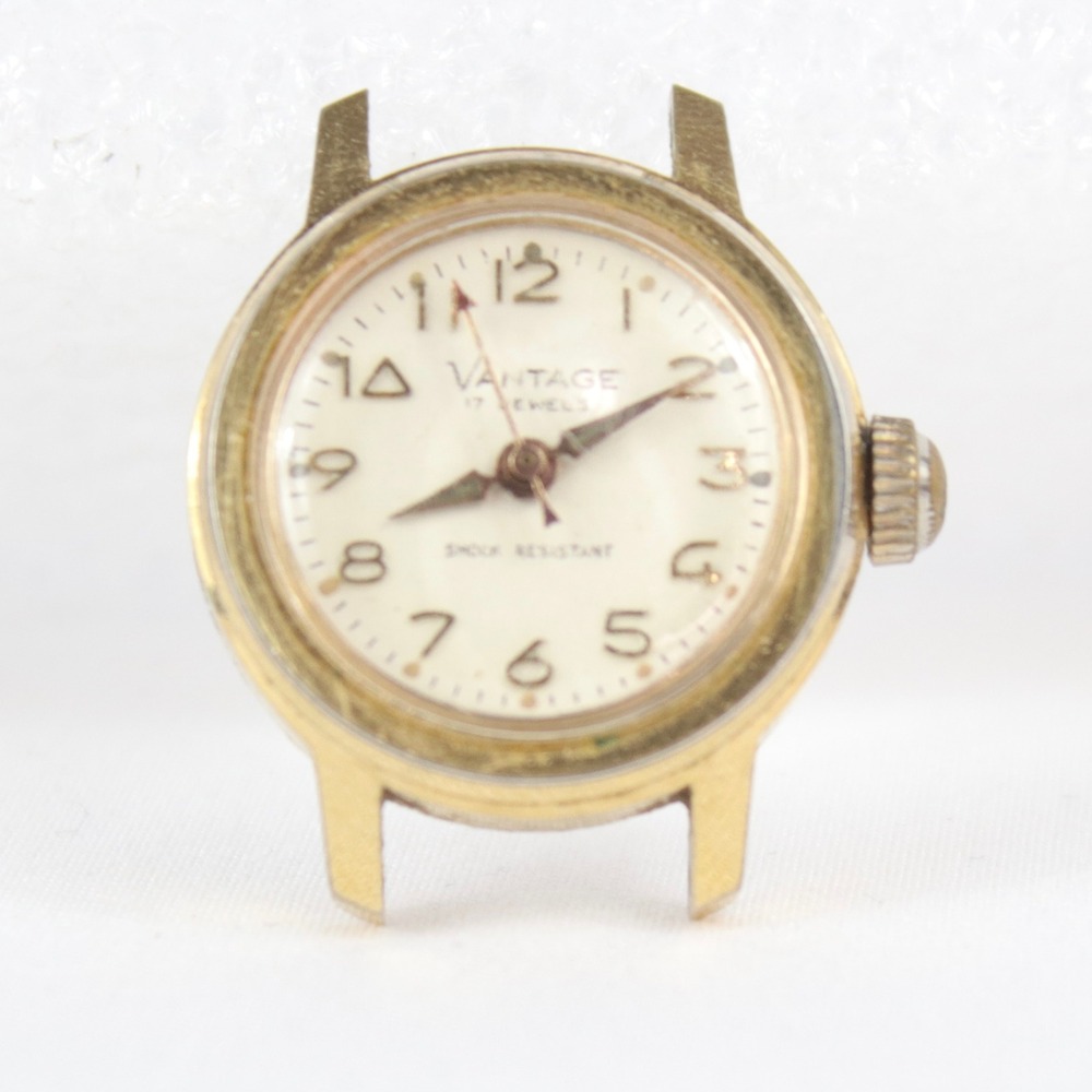 Vintage Vantage 17 Jewels Manual Wind Gold Tone Shock Resistant Watch Head